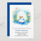 水の色ワイルドフラワーダックボーイ赤ちゃんシャワー 招待状 (正面/裏面)