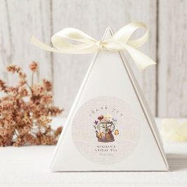 水の色ワイルドフラワーティーパーティーありがとう ラウンドシール