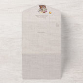 水の色ワイルドフラワーティーパーティーブライダルシャワー オールインワン招待状 (外側)