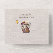 水の色ワイルドフラワーティーパーティーブライダルシャワー オールインワン招待状 (裏面)