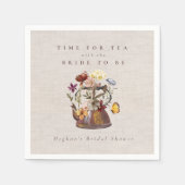 水の色ワイルドフラワーティーパーティーブライダルシャワー スタンダードカクテルナプキン (正面)