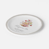 水の色ワイルドフラワーティーパーティーブライダルシャワー ペーパープレート (アングル)