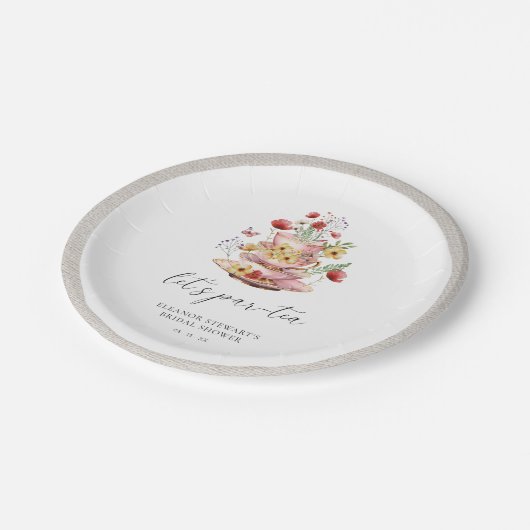 水の色ワイルドフラワーティーパーティーブライダルシャワー ペーパープレート (アングル)