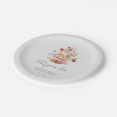 水の色ワイルドフラワーティーパーティーブライダルシャワー ペーパープレート (アングル)