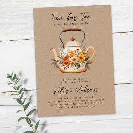 水の色ワイルドフラワーティーパーティーブライダルシャワー 招待状