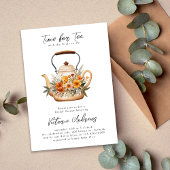 水の色ワイルドフラワーティーパーティーブライダルシャワー 招待状