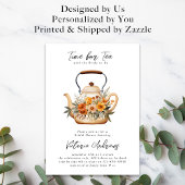 水の色ワイルドフラワーティーパーティーブライダルシャワー 招待状