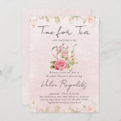 水の色ワイルドフラワーティーパーティーブライダルシャワー 案内状 (正面/裏面)
