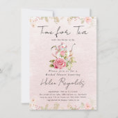 水の色ワイルドフラワーティーパーティーブライダルシャワー 案内状 (正面)