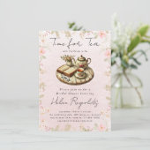 水の色ワイルドフラワーティーパーティーブライダルシャワー 案内状 (スタンド正面)