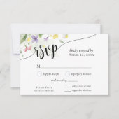 水の色ワイルドフラワーディナーチョイス結婚ブルー 出欠カード (正面)