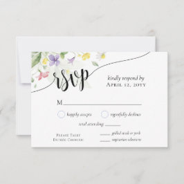 水の色ワイルドフラワーディナーチョイス結婚ブルー 出欠カード