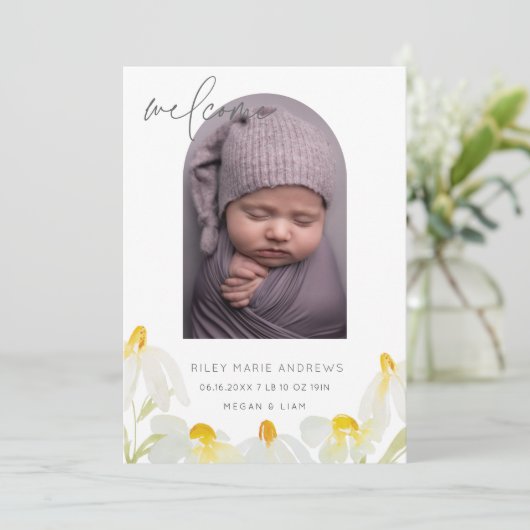 水の色ワイルドフラワーデイジーベビー発表 案内状 (スタンド正面)