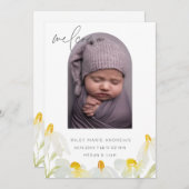 水の色ワイルドフラワーデイジーベビー発表 案内状 (正面/裏面)