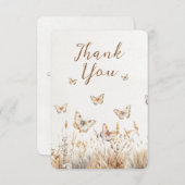 水の色ワイルドフラワーバタフライボホベイビーシャワー サンキューカード (正面/裏面)