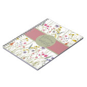 水の色ワイルドフラワーバラとセージ開花ワイルド ノートブック (左側)