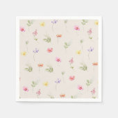 水の色ワイルドフラワーパターン赤ちゃんシャワー スタンダードカクテルナプキン (正面)