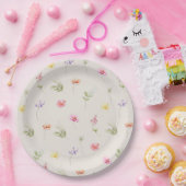 水の色ワイルドフラワーパターン赤ちゃんシャワー ペーパープレート (パーティー)