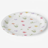 水の色ワイルドフラワーパターン赤ちゃんシャワー ペーパープレート (アングル)