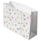 水の色ワイルドフラワーパターン赤ちゃんシャワー ラージペーパーバッグ (裏面アングル)