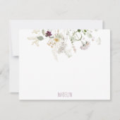 水の色ワイルドフラワーパーソナライズされたフラットノートカード ノートカード (正面)