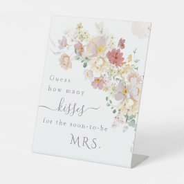 水の色ワイルドフラワーパープル春ブライダルゲーム 台座サイン