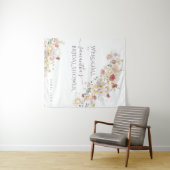 水の色ワイルドフラワーパープル春ブライダルシャワー タペストリー (インサイチュ(横))