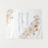 水の色ワイルドフラワーパープル春ブライダルシャワー タペストリー (正面(横))