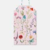 水の色ワイルドフラワーピンク赤ちゃんシャワーありがとう ギフトタグ (裏面)