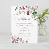 水の色ワイルドフラワーファースト誕生日招待状 招待状 (スタンド正面)