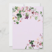 水の色ワイルドフラワーファースト誕生日招待状 招待状 (裏面)