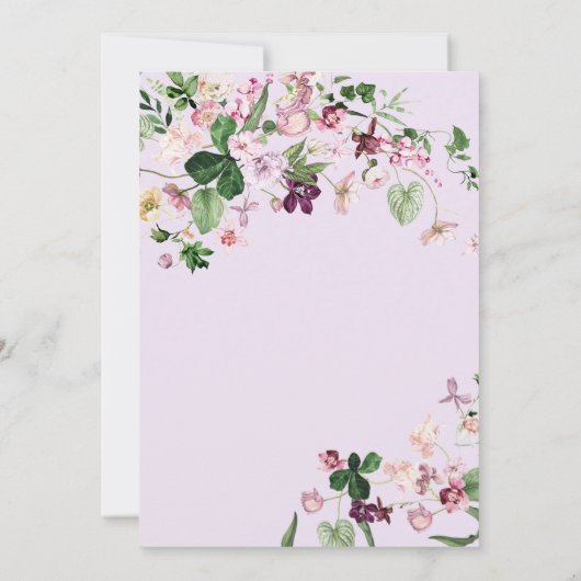 水の色ワイルドフラワーファースト誕生日招待状 招待状 (裏面)