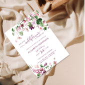 水の色ワイルドフラワーファースト誕生日招待状 招待状