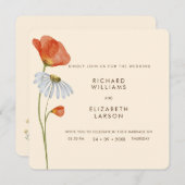 水の色ワイルドフラワーフローラエレガントウェディング 招待状 (正面/裏面)