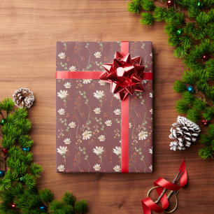 水の色ワイルドフラワーフローラクリスマス ラッピングペーパー