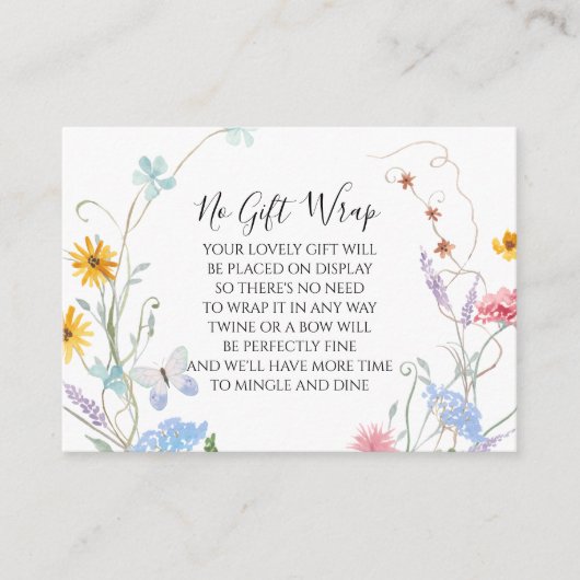 水の色ワイルドフラワーフローラディスプレイベビーシャワー エンクロージャーカード (正面)