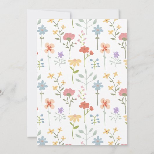 水の色ワイルドフラワーフローラベビーシャワー 招待状 (裏面)