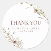 水の色ワイルドフラワーブライダルシャワーの好意ステッカー ラウンドシール (正面)