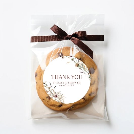 水の色ワイルドフラワーブライダルシャワーの好意ステッカー ラウンドシール