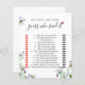 水の色ワイルドフラワーブライダルシャワーゲーム (正面/裏面)