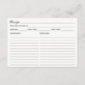 水の色ワイルドフラワーブライダルシャワーレシピカード (裏面)