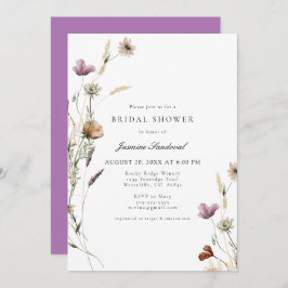 水の色ワイルドフラワーブライダルシャワー招待 招待状