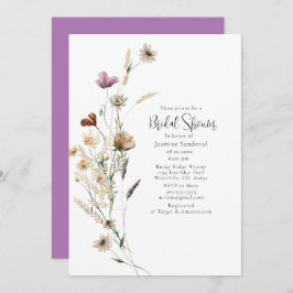 水の色ワイルドフラワーブライダルシャワー招待 招待状