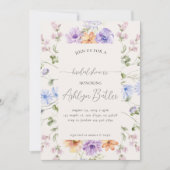 水の色ワイルドフラワーブライダルシャワー招待 招待状 (正面)