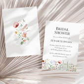 水の色ワイルドフラワーブライダルシャワー招待 招待状