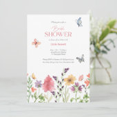 水の色ワイルドフラワーブライダルシャワー招待 招待状 (スタンド正面)