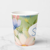 水の色ワイルドフラワーブライダルシャワー紙カップ 紙コップ (正面)