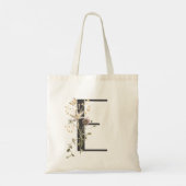 水の色ワイルドフラワーブリーズメイドイニシャル"E"トート トートバッグ (裏面)