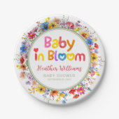 水の色ワイルドフラワーベビーで開花ベビーシャワー ペーパープレート (正面)