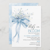 水の色ワイルドフラワーベビーで開花ベビーシャワー 招待状 (正面/裏面)